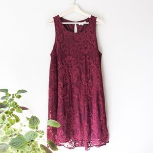 NWOT BB Dakota Burgundy Lace Swing Dress Hi-Low M